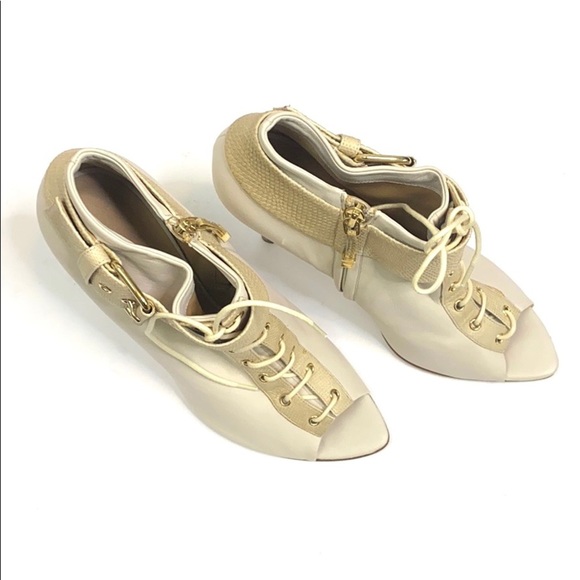 Devi Kroell Nude Peep Toe Booties Size 39.5 - Picture 2 of 10